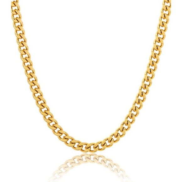 Gold Cuban Link Curb Chain Necklace - Picture 4 of 6